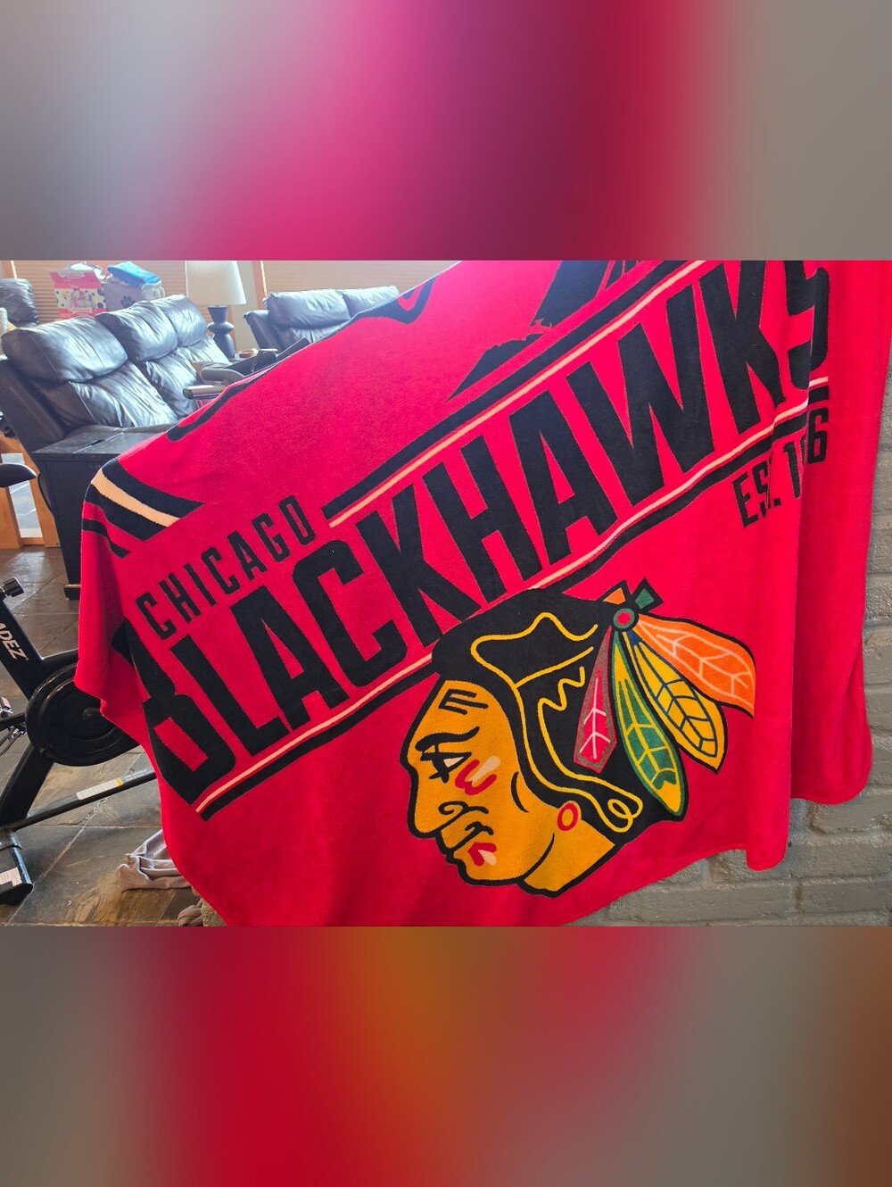 Chicago Blackhawks Northwest Plush Blanket Throw 60x80 Oversized NHL Hockey Red